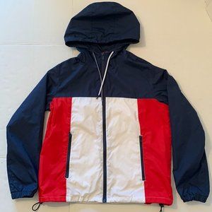 Garage Adult Large Red White Blue Windbreaker with Hood